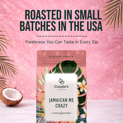 100% 12oz 34 Couples Coffee Ground Coffee | Gives Back to Military Families | Jamaican Me Crazy | Vanilla, Caramel