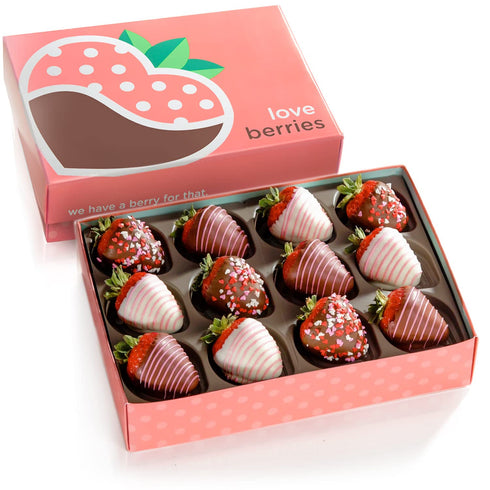 12 A Gift Inside The Original Love Berries Chocolate Dipped Strawberries Gift - Berries for Valentine's Day, Birthday
