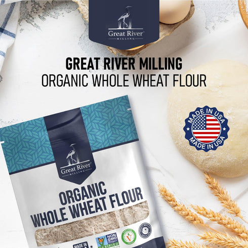 5 Lb Great River Milling Organic Whole Wheat Flour | Unbleached & Unbromated | High Protein & Fiber | Non-GMO, Kosher |