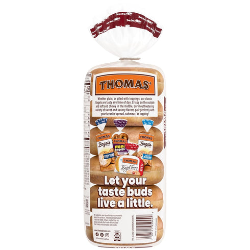 THOMAS' 6 count, (3.0 oz 9g 18 oz Cinnamon Swirl Bagels, each), Protein, Kosher Cinnamon Bagels, Bag