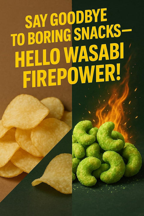 The Brittle Box Candy Co. 1 lb Wasabi Cashews Spicy bag Cashew Nuts Roasted and Coated in Wasabi