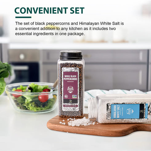 39 oz (2.4 lb) 18oz (1.1 lb) Soeos Himalayan Sea Salt, + Whole Black Peppercorns, White Himalayan Salt Coarse Grain