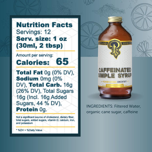 12 oz 24 (Pack 2) Portland Syrups - Caffeinated Simple Syrup - Premium Beverage Concentrate for a Boost of Clean Energy