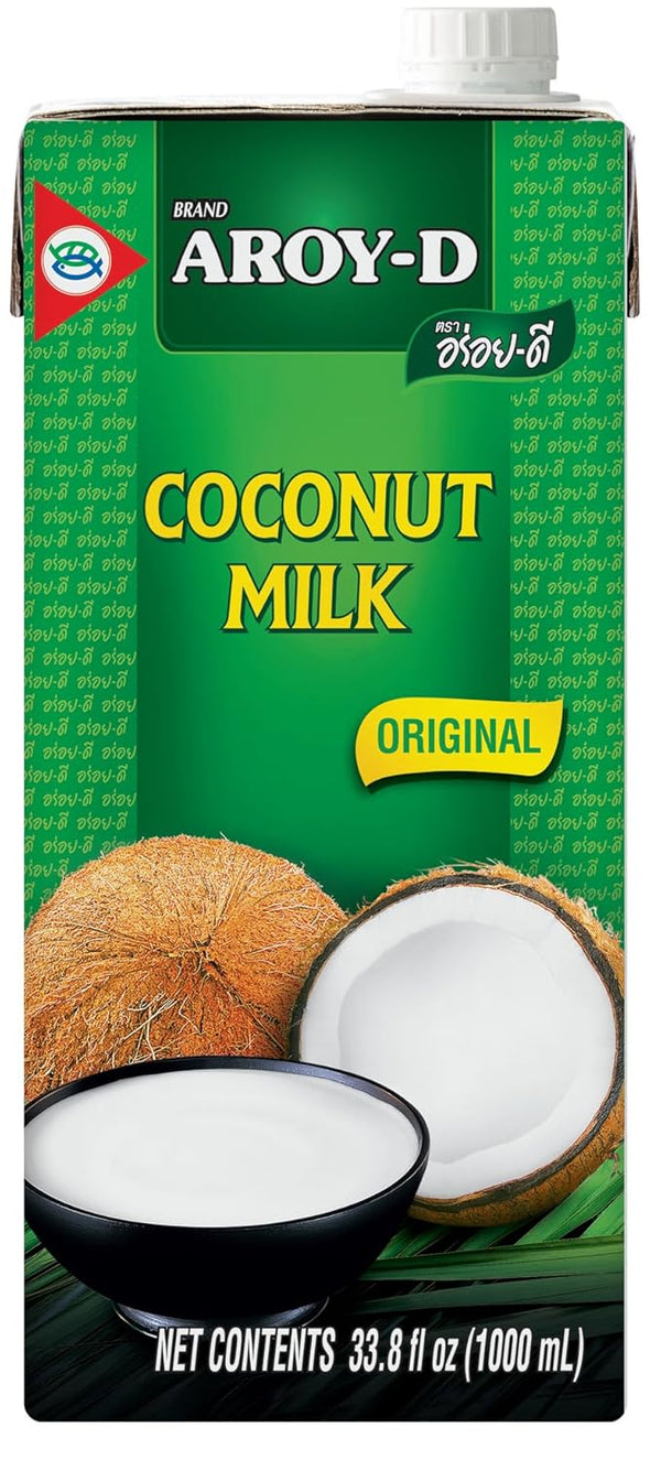 Aroy-D Coconut Milk, 33.8 Fluid Ounce (1000ml), Pack of 6