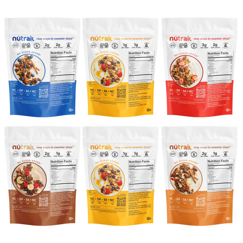 Pack, 8 oz. 6 Count NuTrail Nut Granola, Variety No Sugar Added, Gluten Free, Grain Free, Keto, Low Carb, Healthy