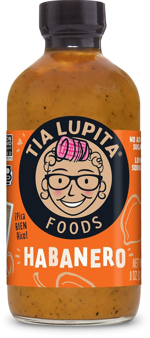 Tia Lupita Habanero Hot Sauce, 8 oz Bottle - All Natural, Medium Spice, Gluten Free
