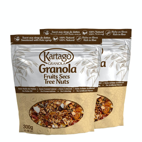 Kartago High Protein Granola, Tree Nuts Granola Cereals, Naturally Sweetened with Date