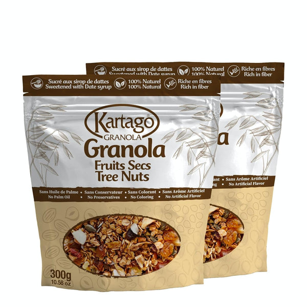Kartago High Protein Granola, Tree Nuts Granola Cereals, Naturally Sweetened with Date