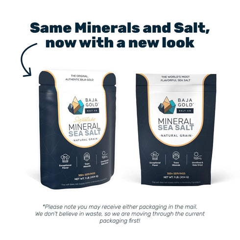 Recommended 1 lb. 300+ Baja Gold Signature Mineral Sea Salt - by Gary Brecka - Organic Natural Grain Salt for Cooking