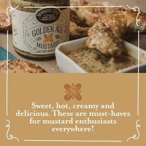 10 Brownwood Farms Flavored Mustard, Made in Small Batches, Sweet, Hot, Creamy and Delicious, From the Great Lakes