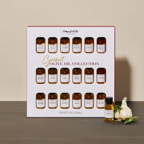 Set, Pack 18 Thoughtfully Gourmet, Olive Oil Sampler Gift Includes Uniquely Flavored Extra Virgin Cold Pressed Spanish