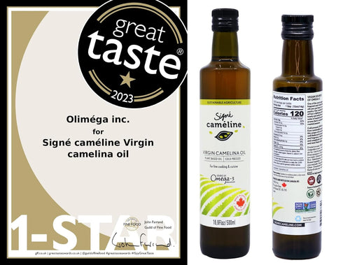 500mL 2 Camline 475F Omega-3 Cold-Pressed Virgin Camelina Oil, X by Sign | High Smoke Point | Rich in & Vitamin E |
