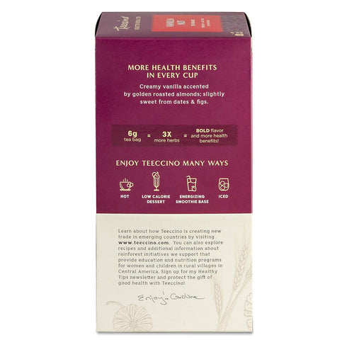 Teeccino Vanilla Nut Herbal Tea, 25 Tea Bags, Rich & Roasted, Caffeine Free & Prebiotic