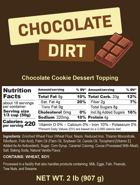 2 Chocolate Cookie Crumbs, Chocolate Graham Cracker Crumbs Pie Crust, Dirt Coffee Topping and Dessert Ice Cream Topping