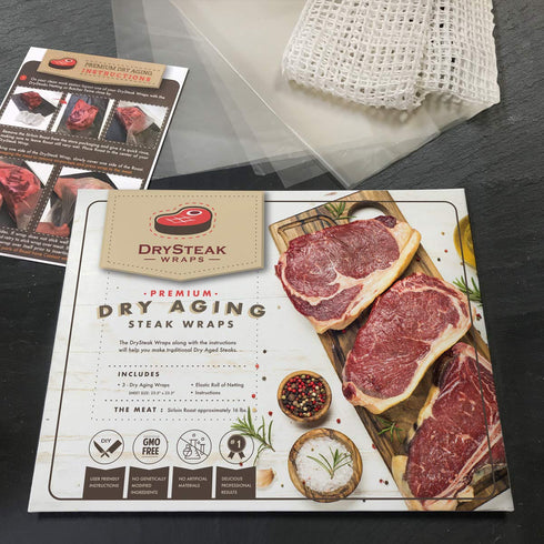 3 24x24", 16 Lbs 4 The Sausage Maker Dry Age Bags For Meat, Plant-Based Dry Aging Steak Wraps With Netting Roll, Tender
