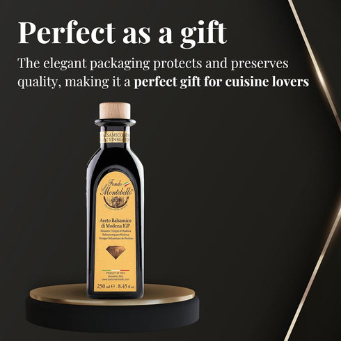 8.45 fl.oz. (250ml), Balsamic Vinegar of Modena FONDO MONTEBELLO IGP-Certified, Dense and Delicious Balsamic Vinegar