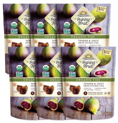Sunny Fruit Soft Organic Turkish Dried Figs - 6 Bags (30 Individual