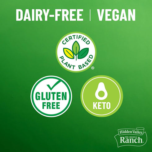 12 (Package Hidden Valley The Original Ranch Plant Powered Dairy Free Ranch Salad Dressing and Topping, Fluid Ounces