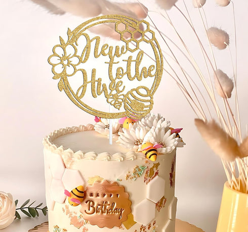 NARLOPI 1st New to the Hive Cake Topper - A little Bee is on the Way, Bee Baby Shower/Gender Reveal/Announcement/Baby