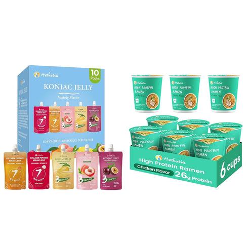 Hethstia Konjac Jelly Drinkable Variety Pack 10 Pack & High-Protein Ramen Cup