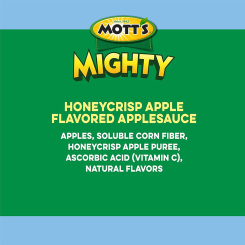 3.2 Oz 48 Count (4 Packs 12), Mott's Mighty Honeycrisp Apple Applesauce, Clear Pouches, of No Sugar Added, Good Source