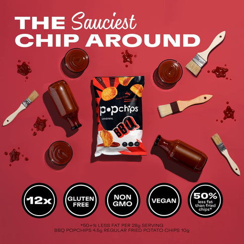 0.8 oz 19.2 (Pack 24) Popchips Potato Chips BBQ Potato Chips Single Serve Bags Barbeque, Ounce
