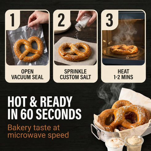 Frozen Packed Soft Pretzels Shelf Stable Non Individual in Vacum Bags plus Pretzel Salt Philadelphia Bakery Authentic