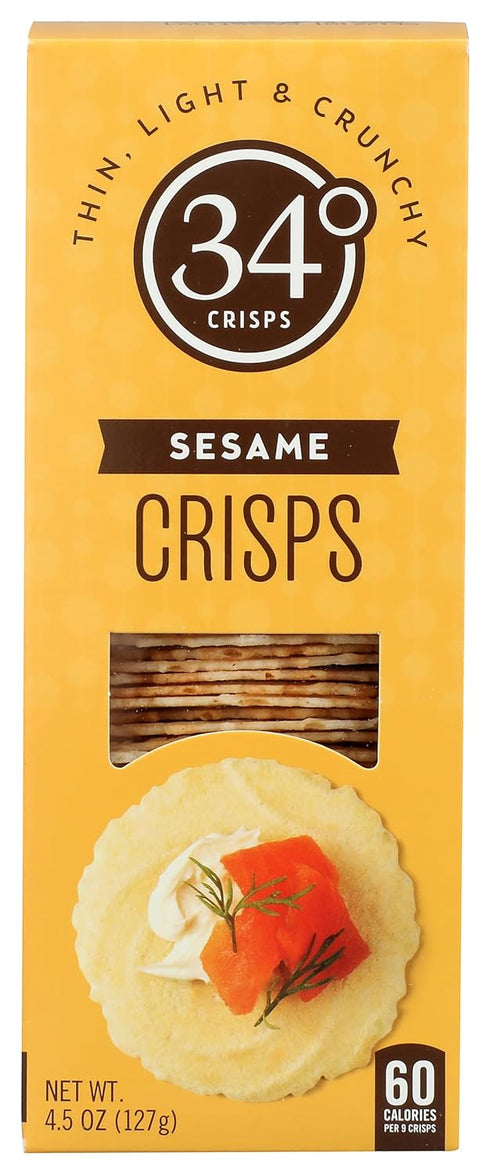 34 Degrees Sesame Crisps - Thin, Light & Crunchy Crisps, Single Pack (4.5oz)