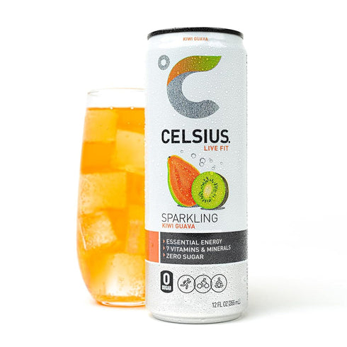12 Oz (Pack 4) CELSIUS Sparkling Kiwi Guava, Sugar Free Energy Drink, Fl