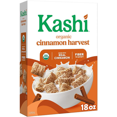 KD Chocolates Kashii Breakfast Cereal, Organic, Whole Grain, Cinnamon Harvest, 18oz Box