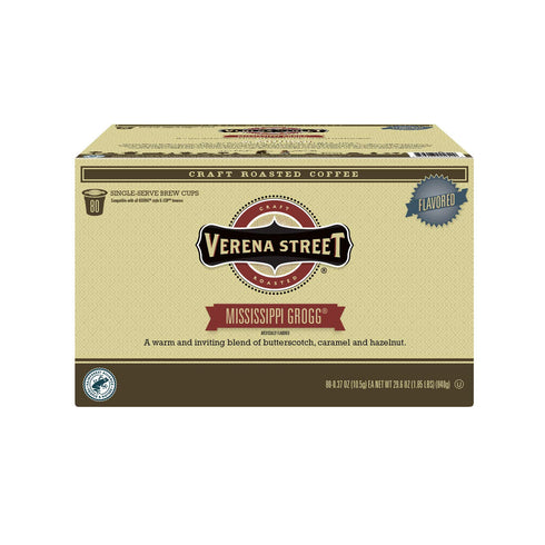(80 Count) Verena Street Single Cup Pods Flavored Coffee, Mississippi Grogg, Rainforest Alliance Certified Arabica