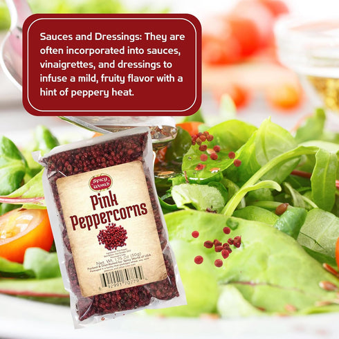 Spicy World Whole Pink Peppercorns, 1.75Oz Bag - Premium Quality, Vegan, Steam Sterilized