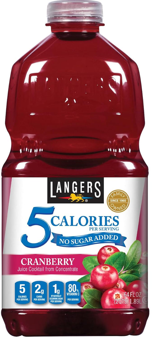 Langers 5 Juice Cocktail, Cranberry, 64 Fl Oz (Pack of 8)