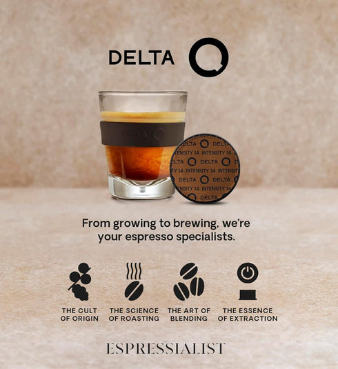 14 Pack, 80 Delta Q EpiQ Espresso Capsules for Delta Q Machines, Intensity Coffee Pods with Roasted Nut Notes, XXL Pods