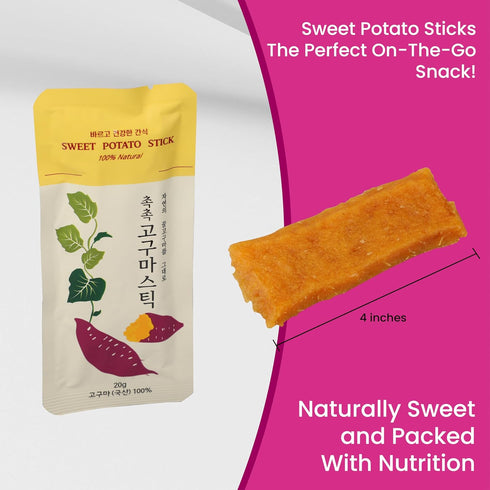 Nabeeya 20 Packs 100% Pack (0.7 Oz Korean Sweet Potato Sticks Natural, Vegan, Low Carb, Gluten-Free Korean Snacks