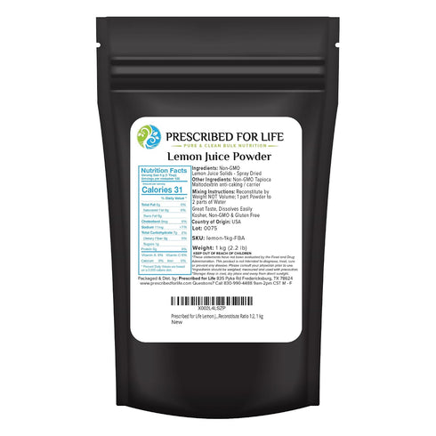 Prescribed for Life Lemon Juice Powder, Natural Spray Dried & Unsweetened Non