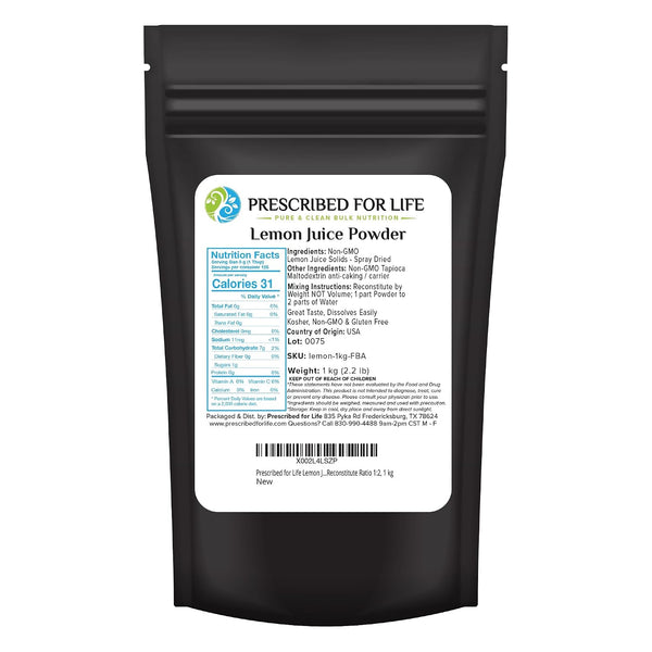 Prescribed for Life Lemon Juice Powder, Natural Spray Dried & Unsweetened Non