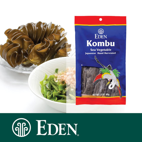 2.1 Oz Eden Kombu, Wild Japanese Hand Harvested Sea Vegetable, for Dashi, Seaweed