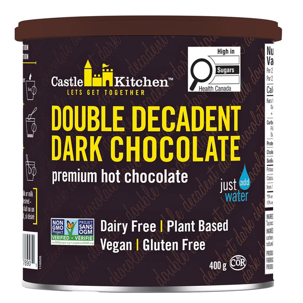 Castle Kitchen Double Decadent Dark Chocolate Hot Cocoa Mix-Dairy-Free, Vegan, Plant Based,