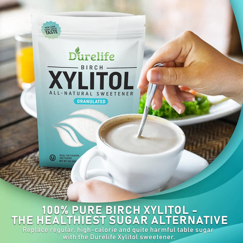 1 LB 2 Pack (16 OZ) 100% DureLife XYLITOL Sugar Substitute Bulk Made From Pure Birch Xylitol NON GMO - Gluten Free
