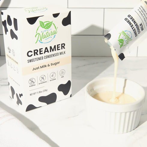 12 28 (12) Simply Natural Sweetened Condensed Milk Creamer, Single-Serve gram Sachets, Made in USA, No Additives