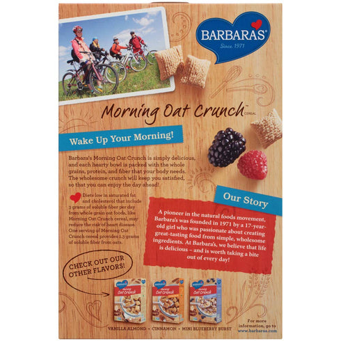 Barbara's Bakery 14 Oz Three Sisters Barbara's Morning Oat Crunch Original Cereal, Heart Healthy, Non-GMO, Box