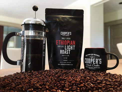 2lb Ethiopian Bold Light Roast Coffee, Gourmet Single-Origin Coffee Beans from Ethiopia, Whole Bean, Bag