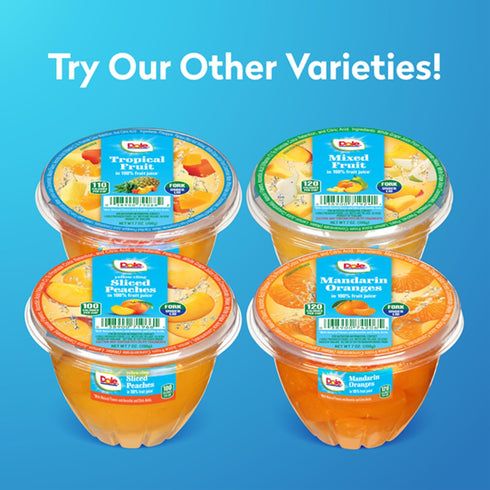 100% 7oz 12 Dole Fruit Bowls Tropical Fruit in Juice Snacks, Total Cups, Gluten & Dairy Free, Bulk Lunch Snacks
