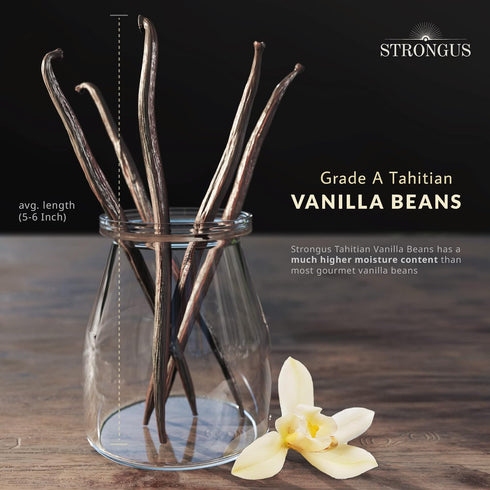 12 12-Pack Large Tahitian Vanilla Beans - Vacuum Sealed Grade A Vanilla Pods - Rich, Creamy Flavor & Aroma