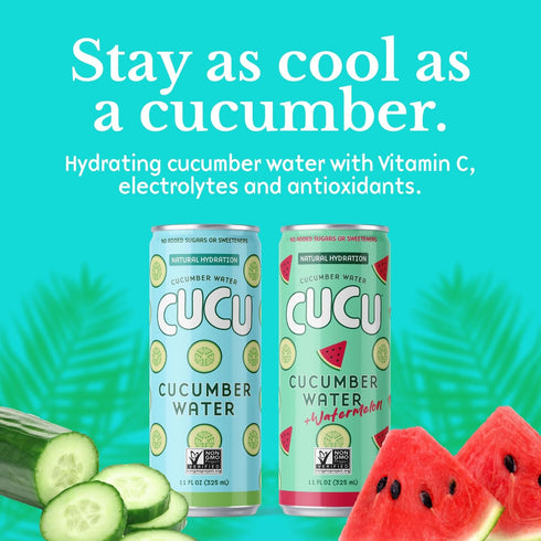 11 oz 12 Pack CUCU Pressed Cucumber + Watermelon Water Real Juice from Fresh Cucumbers and Watermelons with Vitamin C