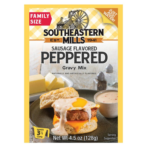 Southeastern Mills 4.5-Ounce Packet (Pack 12 Packets) Gravy Mix, Sausage Flavored Peppered Gravy Mix, Just Add Water