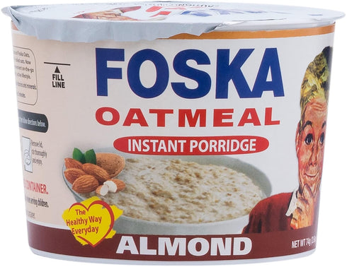 FOSKA OATS Foska Oatmeal Instant Porridge, Almond, 2.6 Ounce (Pack of 12)