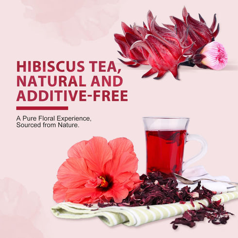 1lb (16oz), Soeos Organic Hibiscus Flower Herbal Tea, Hibiscus Tea Loose Leaf, Bold Tart Flavor, Caffeine-Free