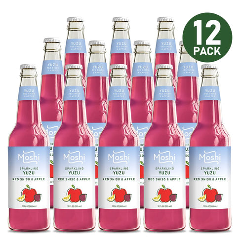 (12 Moshi Sparkling Drinks - Red Shiso & Apple Yuzu Bottles)